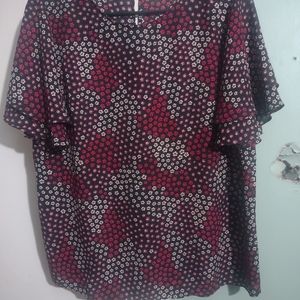 Ann Taylor Factory short sleeve Blouse size small button on the back of the neck